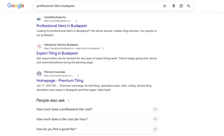 Captura de pantalla de primera posición en google de nuestro cliente