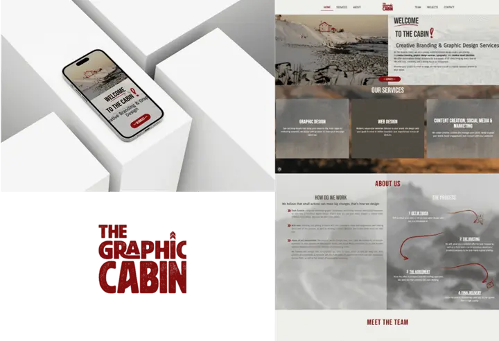 Mockups con la web de The Graphic Cabin